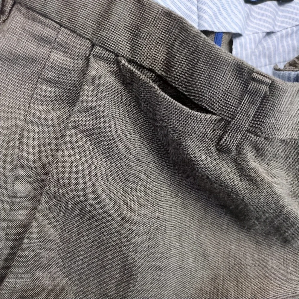 Banana Republic Tailored Slim Fit Wool Pants Men's 34x29 Taupe Gray Dress Slacks